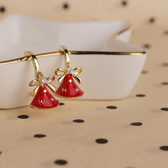 Gold Silver Small Hoop Dangle Earrings for Women, Trendy Dainty Rhinestone CZ Da - Picture 6 of 7